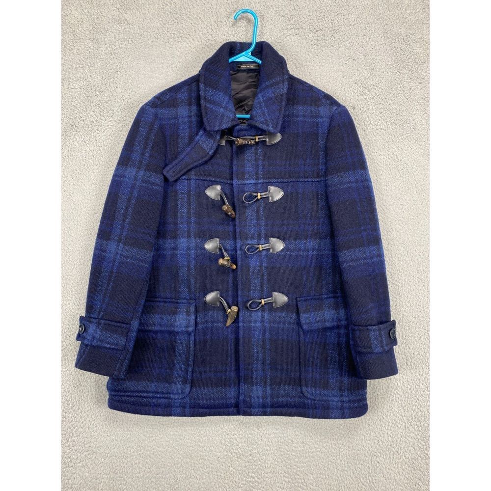 Teresa Tardia Italian Wool Coat Women 10 Blue Plaid